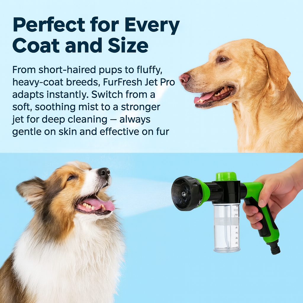 FurFresh Jet Pro - Portable High Pressure Water Gun with Foam Lance